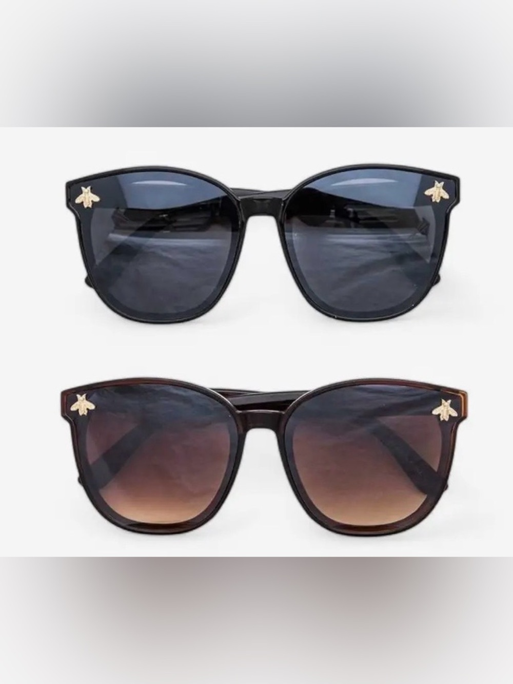 BRAND NEW WITH TAGS Oversized Gradient Sunglasses with Gold Bee Accent